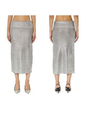 Diesel Silver Wool Knit M-Adhuette Skirt Size M